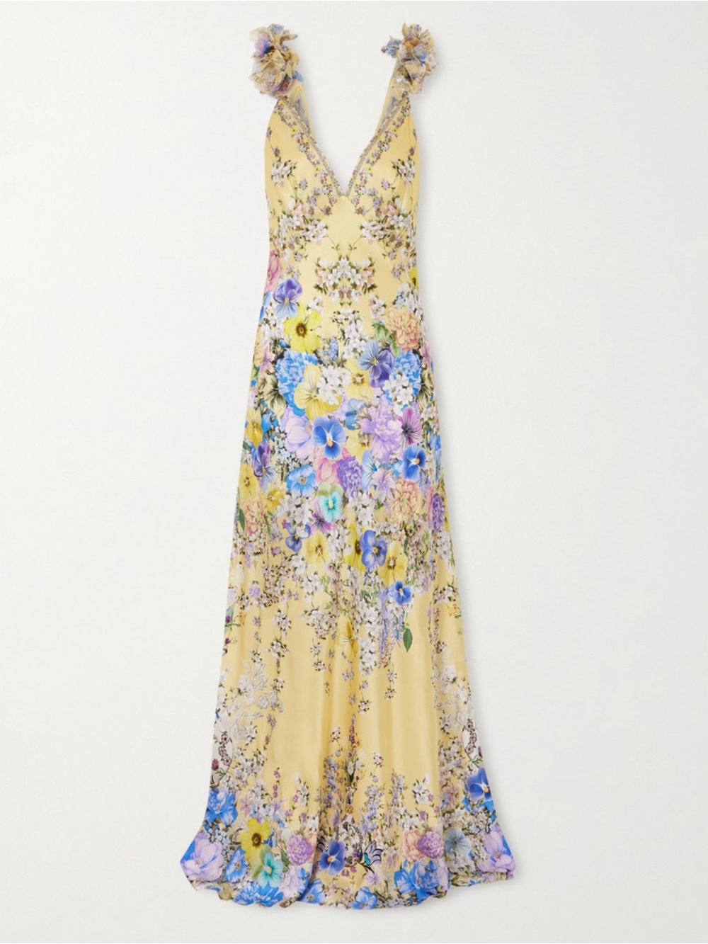 Camilla Yellow Floral V-Neck Maxi Dress